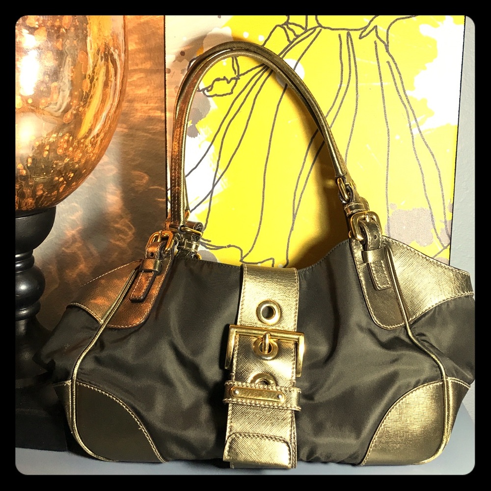 Prada Tessuto & Leather Shoulder Bag